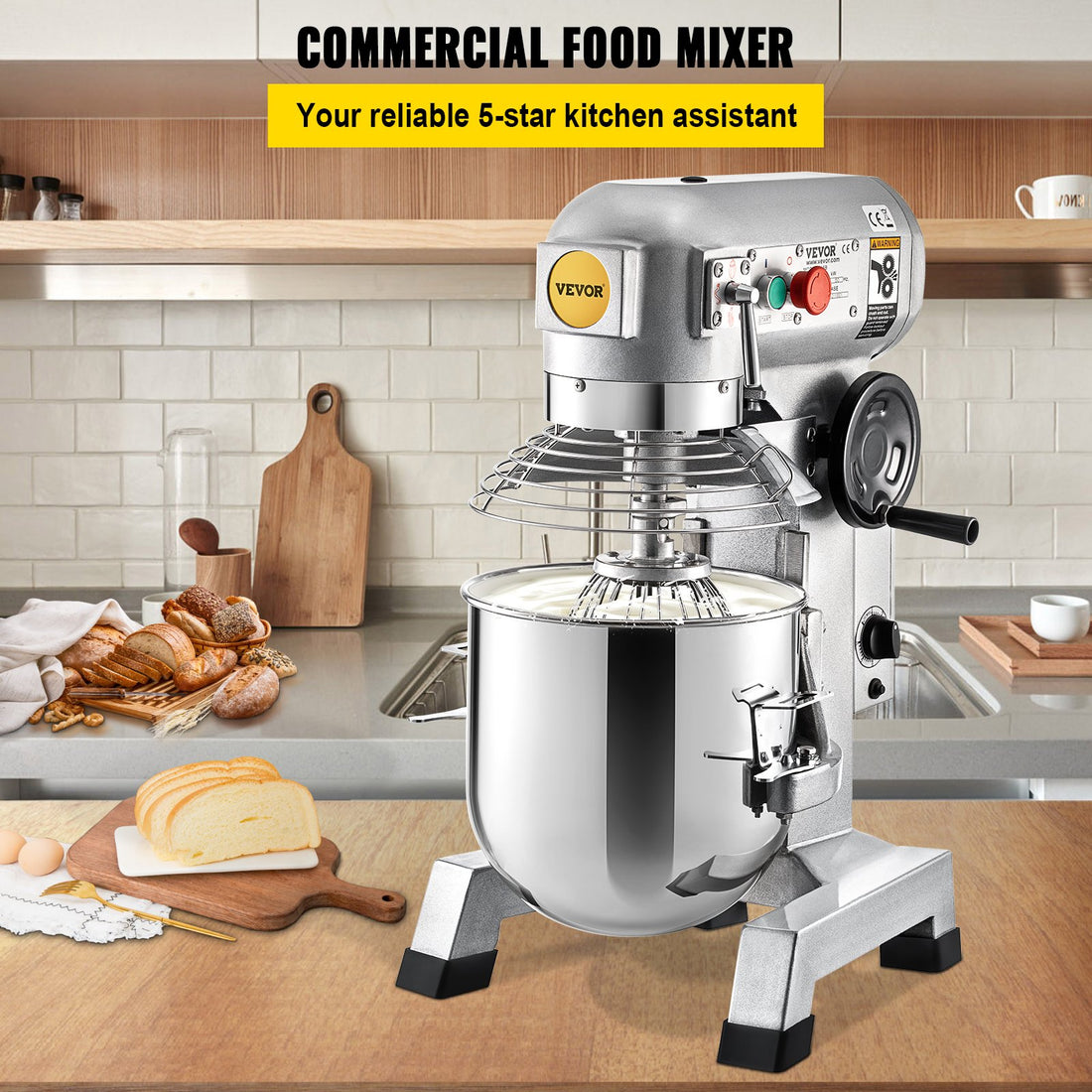 Vortaz Commercial Stand Mixer 10Qt 450W Timer Stainless Steel