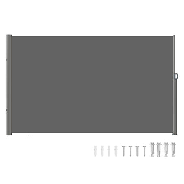 Aluminum Retractable Side Awning 160x300cm UV30+ Privacy Screen Gray