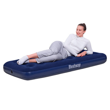 Bestway Jr. Twin Air Mattress 185x76x22cm Heavy Duty Flocked Indoor/Outdoor