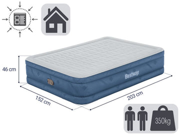 Bestway Fortech Snugable Top Air Mattress Queen 203x152x46cm Built-in AC Pump