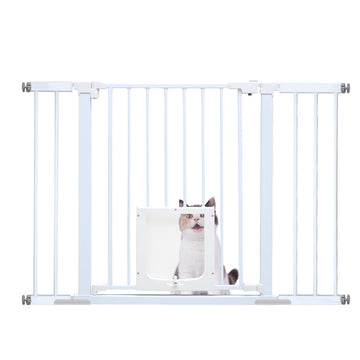 Alston Baby Safety Gate with Lockable Pet Door Auto Close White