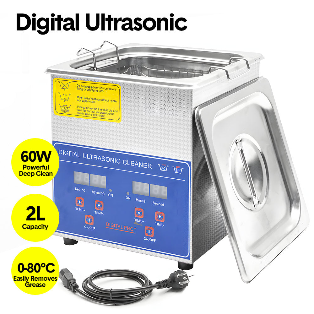 2L Ultrasonic Cleaner Digital Heating 60W 40kHz