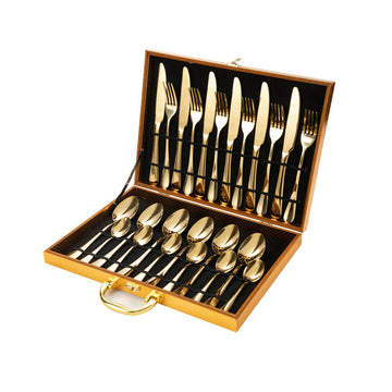 Gold Cutlery Set 24PCS Stainless Steel Flatware with Box