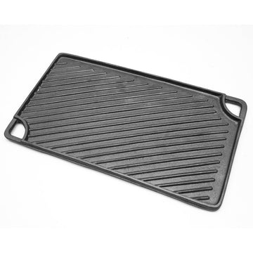Reversible Cast Iron BBQ Griddle Plate 43x24cm Flat Top and Grill Pan