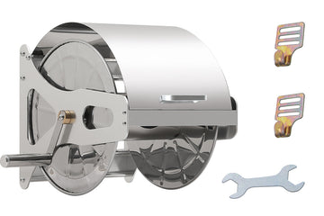 Stainless Steel Garden Hose Reel Cart 60m Capacity Silver