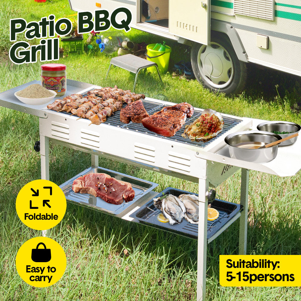 Portable Foldable Charcoal BBQ Grill with Stainless Steel Frame Outdoor Camping