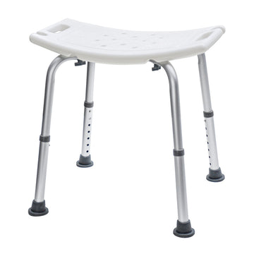 Adjustable Shower Chair with Armrests and Shower Holder Aluminum White