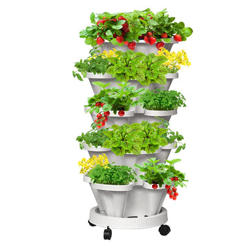 Vortaz Vertical Garden Planter 5 Tier White