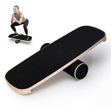 Wooden Balance Board with Roller Core Trainer 200kg Capacity