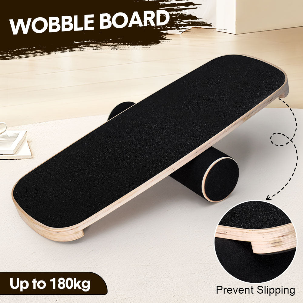 Wooden Balance Board with Roller Core Trainer 200kg Capacity