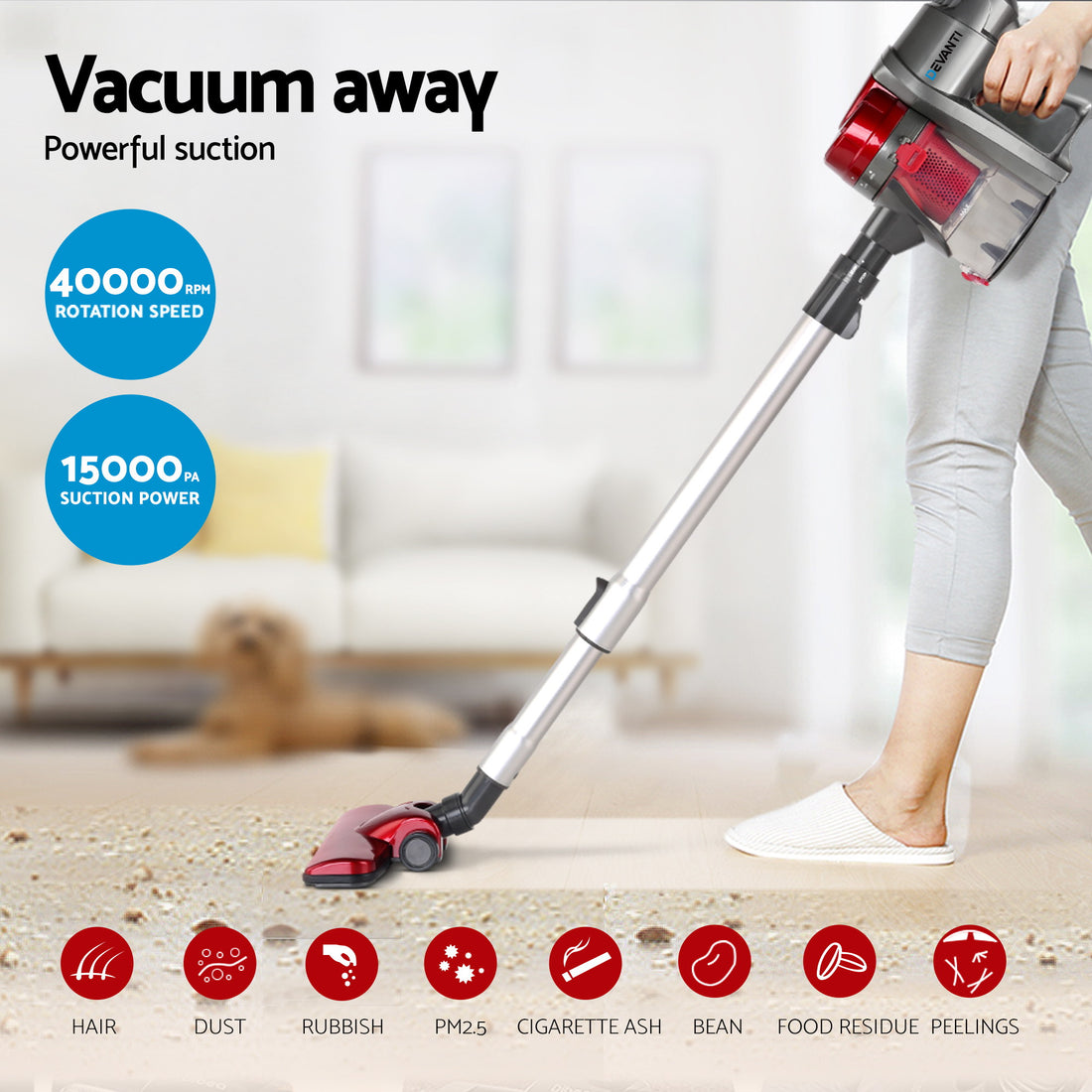 Devanti Corded Stick Vacuum 450W Handheld Mode Red