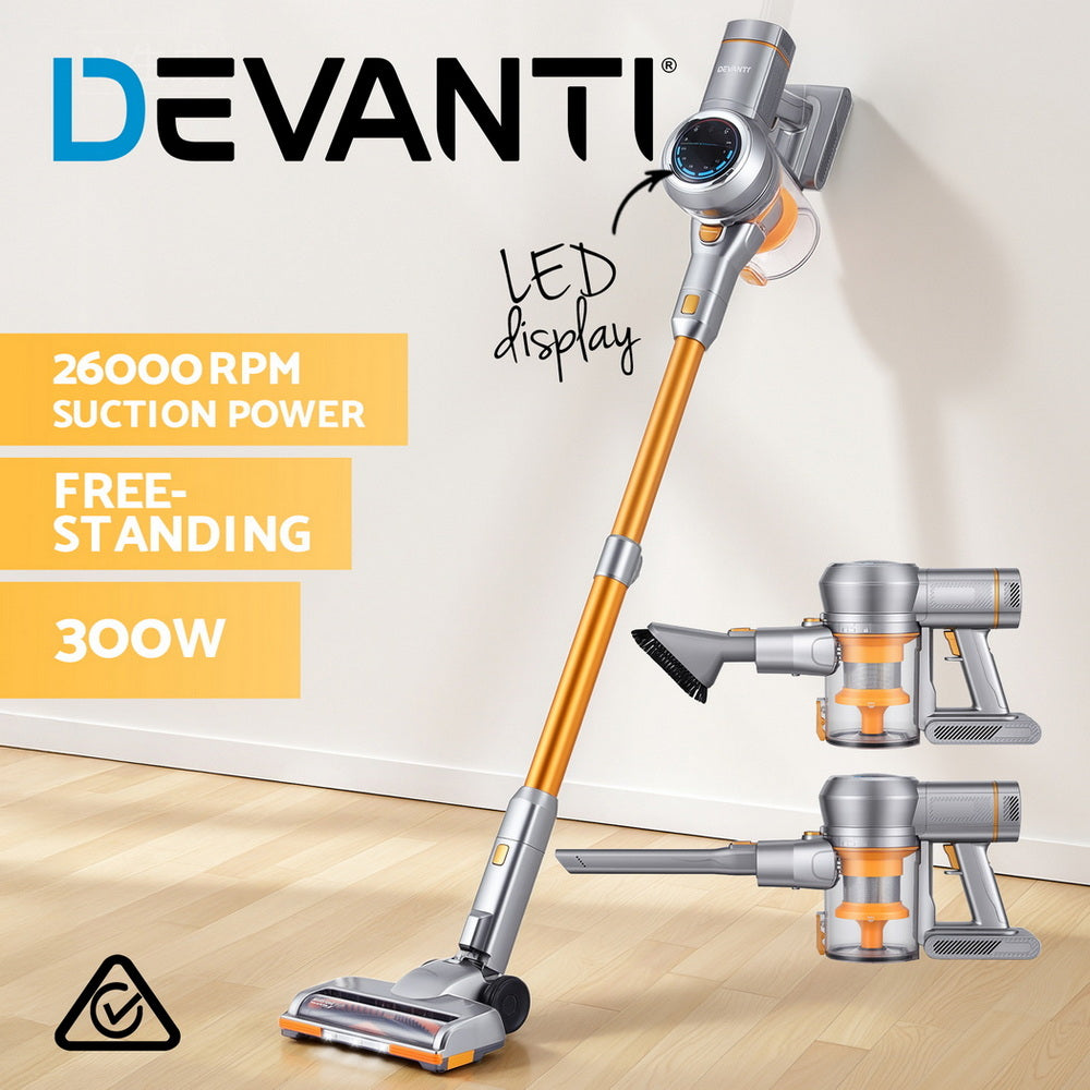Devanti 300W Stick Vacuum Cordless Self-Standing Gold