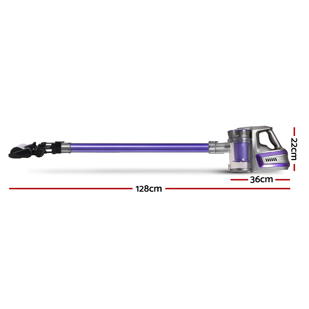 Devanti Cordless Stick Vacuum 150W with Roller Head HEPA Purple