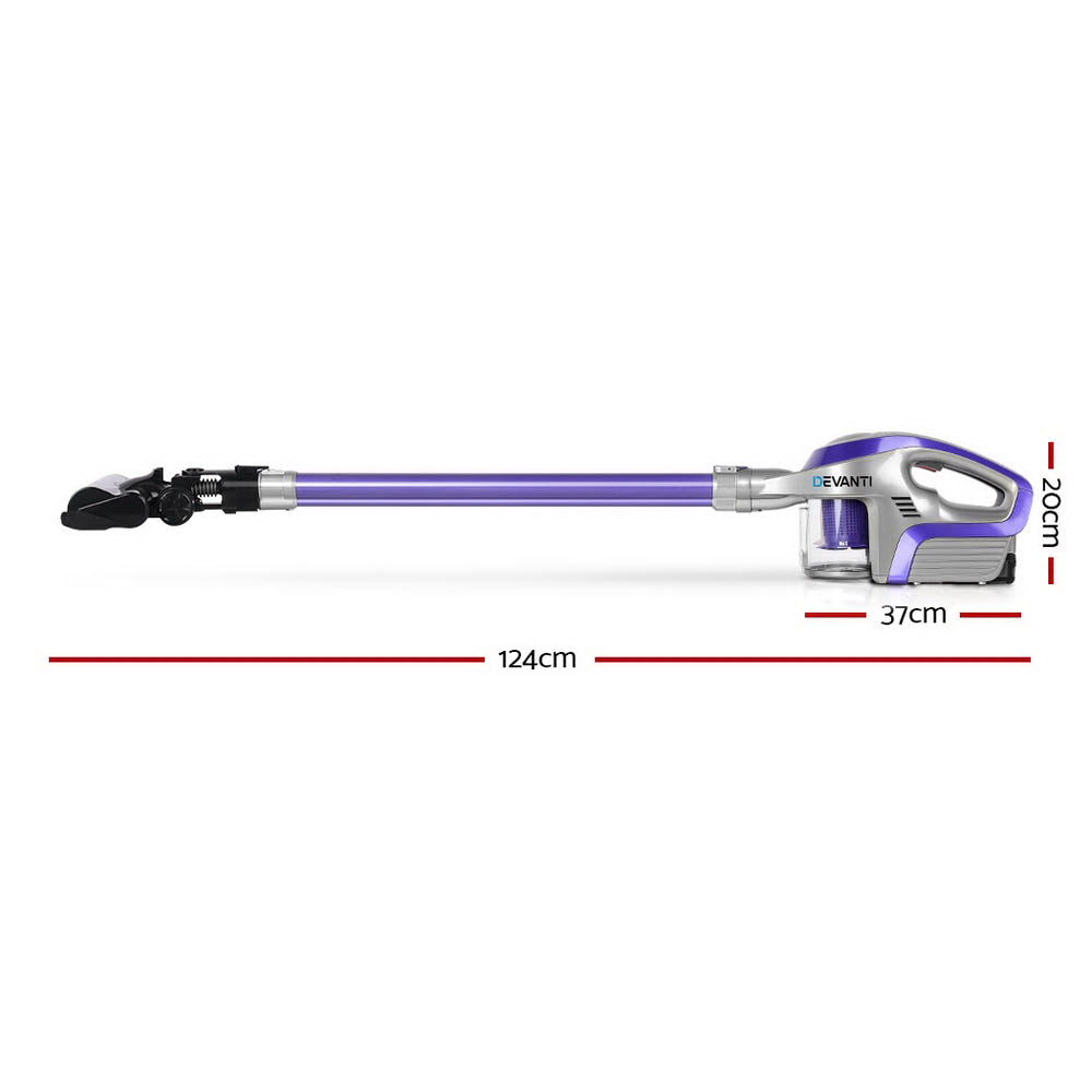 Devanti Cordless Stick Vacuum 150W Roller Brush Purple