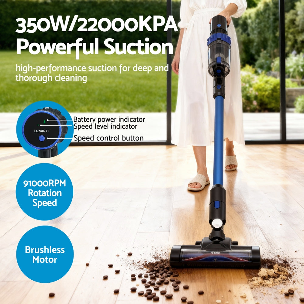 Devanti 350W Stick Vacuum Cordless Brushless Blue