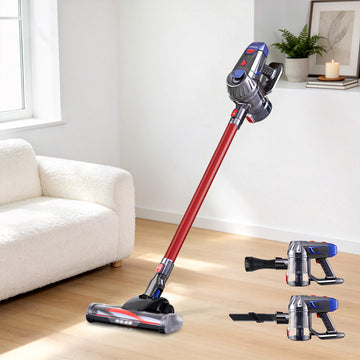 Devanti Cordless Stick Vacuum 150W Bagless HEPA Red
