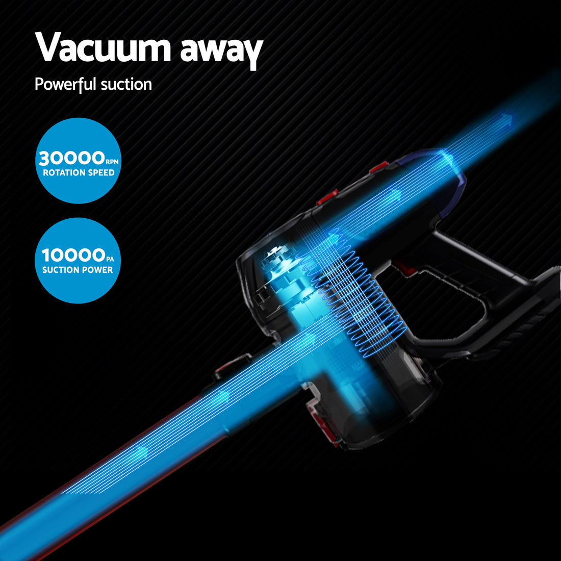Devanti Cordless Stick Vacuum 150W Bagless HEPA Red