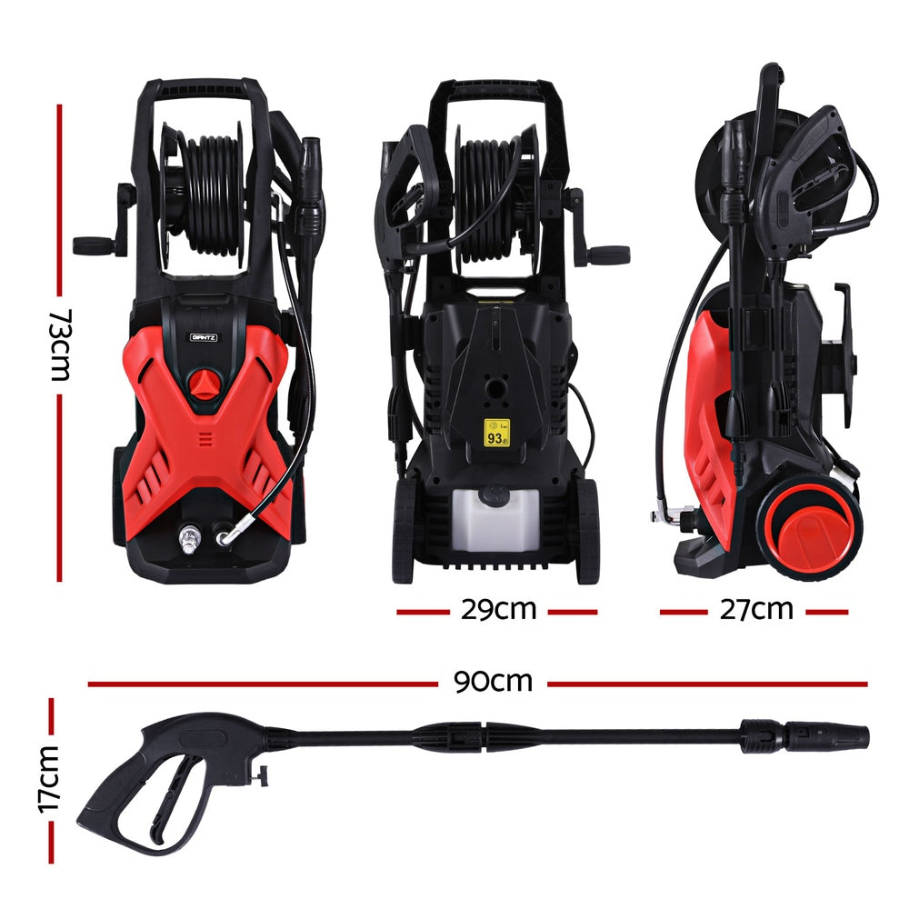 Giantz 2400PSI Pressure Washer 10m Hose Reel 2600W Red Black