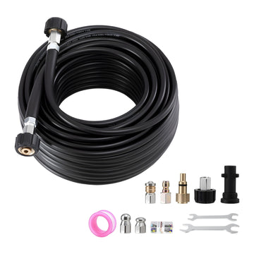 Giantz Pressure Washer Drain Jetter Hose 30m 5800PSI Black