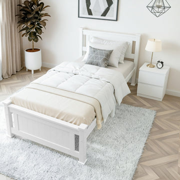 Artiss King Single Bed Frame with Matching Bedside Table White
