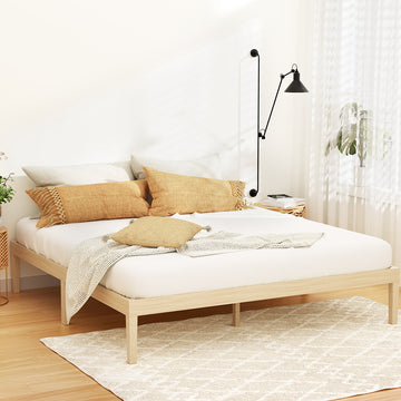 Artiss Bruno Pine Wood Platform Bed Frame King Natural