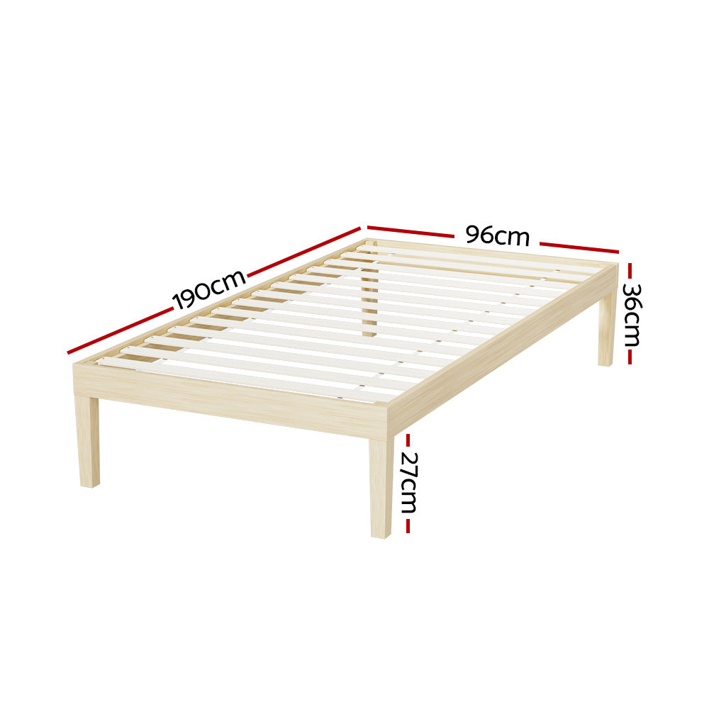 Artiss Pine Wooden Bed Frame Single Platform Natural