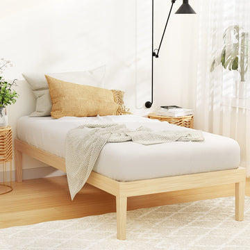 Artiss Pine Wooden Bed Frame Single Platform Natural