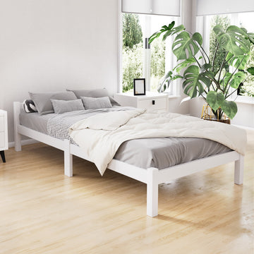 Artiss Lexi Solid Pine Wood Bed Frame King Single White