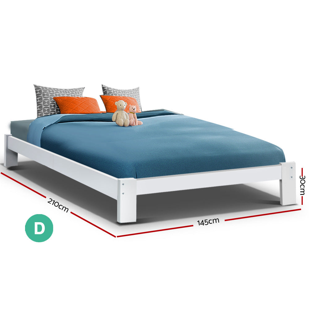 Artiss Jade Wooden Double Bed Frame White