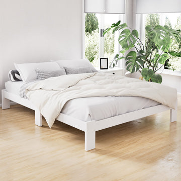 Artiss Jade Wooden Double Bed Frame White