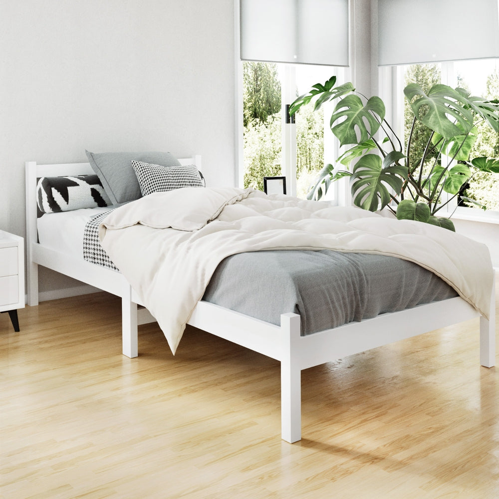 Artiss Sofie Wooden King Single Bed Frame White