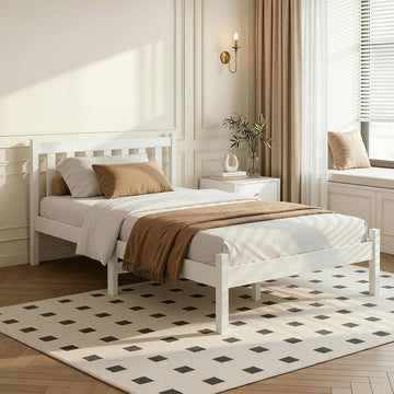 Artiss Sofie Wooden Single Bed Frame White