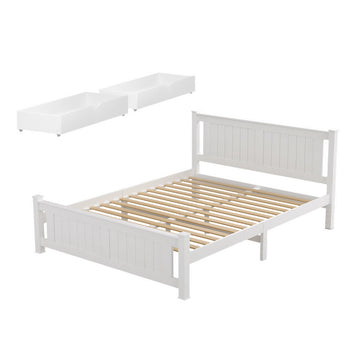Artiss Queen Wooden Platform Bed Frame with 2 Drawers White