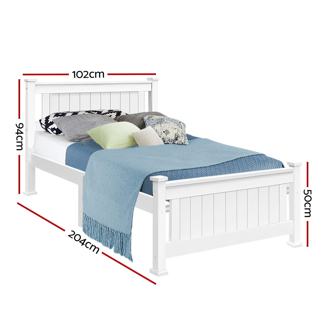 Artiss Solid Pine Wood Single Bed Frame White