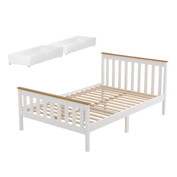 Artiss Wooden Platform Bed Frame with 2 Storage Drawers Double