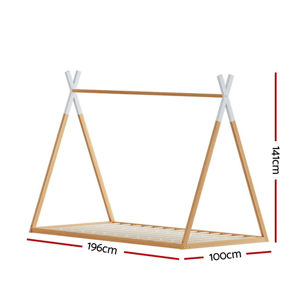 Artiss Enid Kids House Bed Frame Single Oak