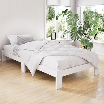 Artiss Jade Wooden King Single Bed Frame White Pine
