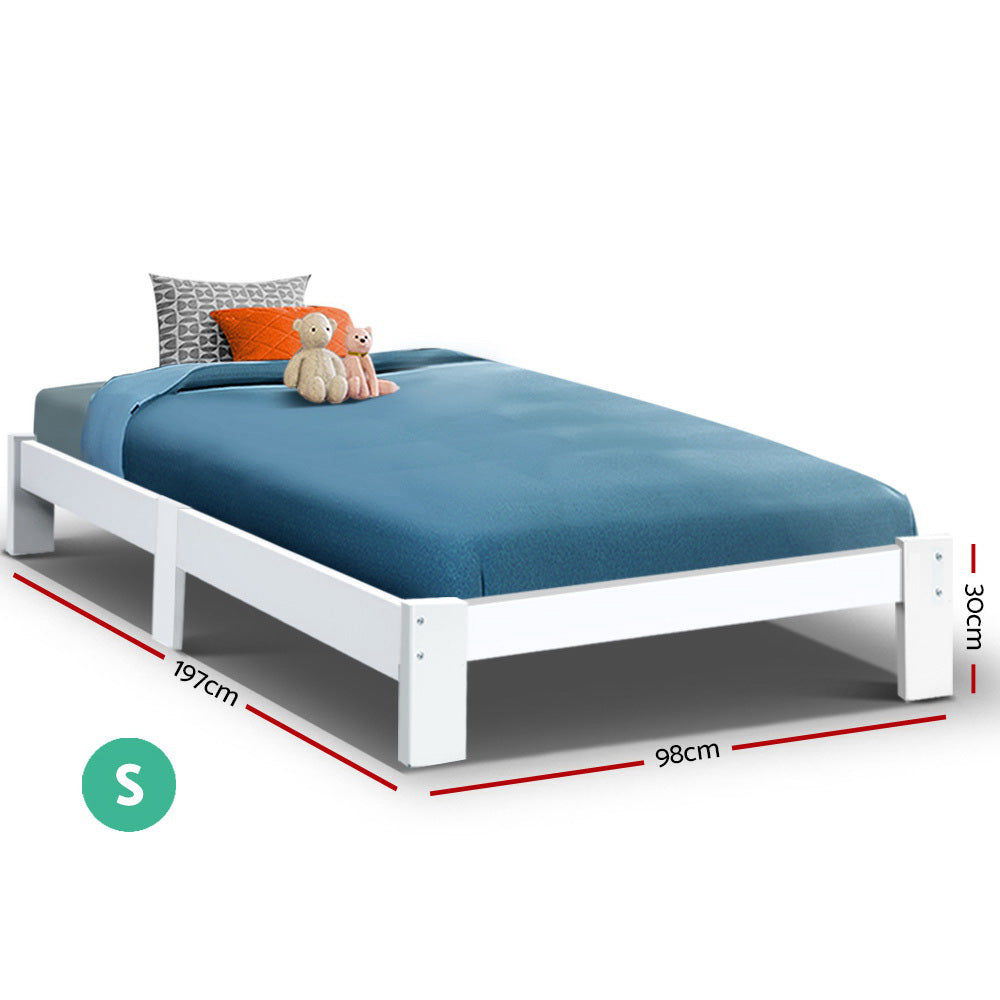 Artiss Jade Wooden Bed Frame Single White