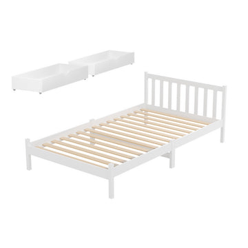 Artiss Sofie Pine Wood Bed Frame King Single White Storage Drawers