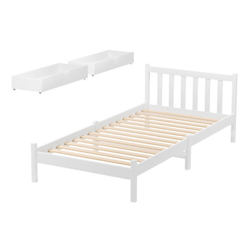 Artiss Sofie Pine Wood Storage Bed Frame Single White