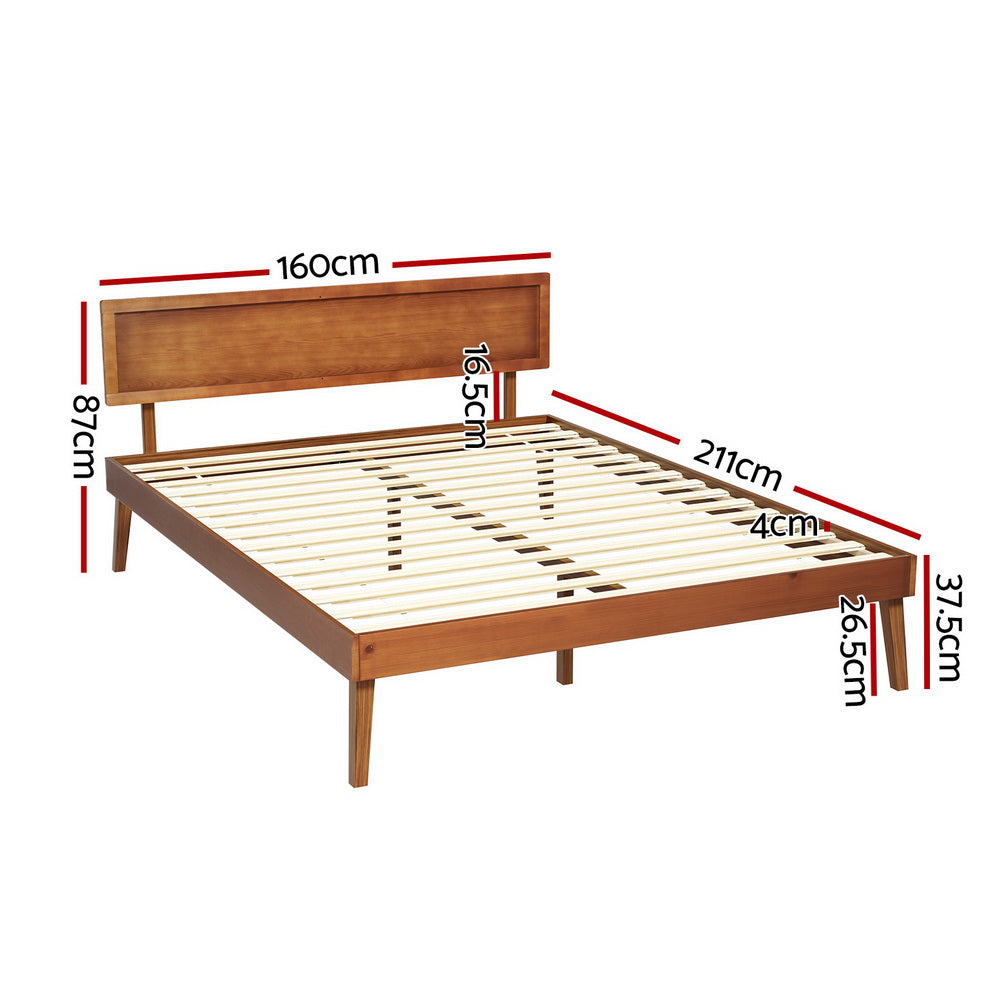 Artiss Splay Wooden Bed Frame Queen Walnut
