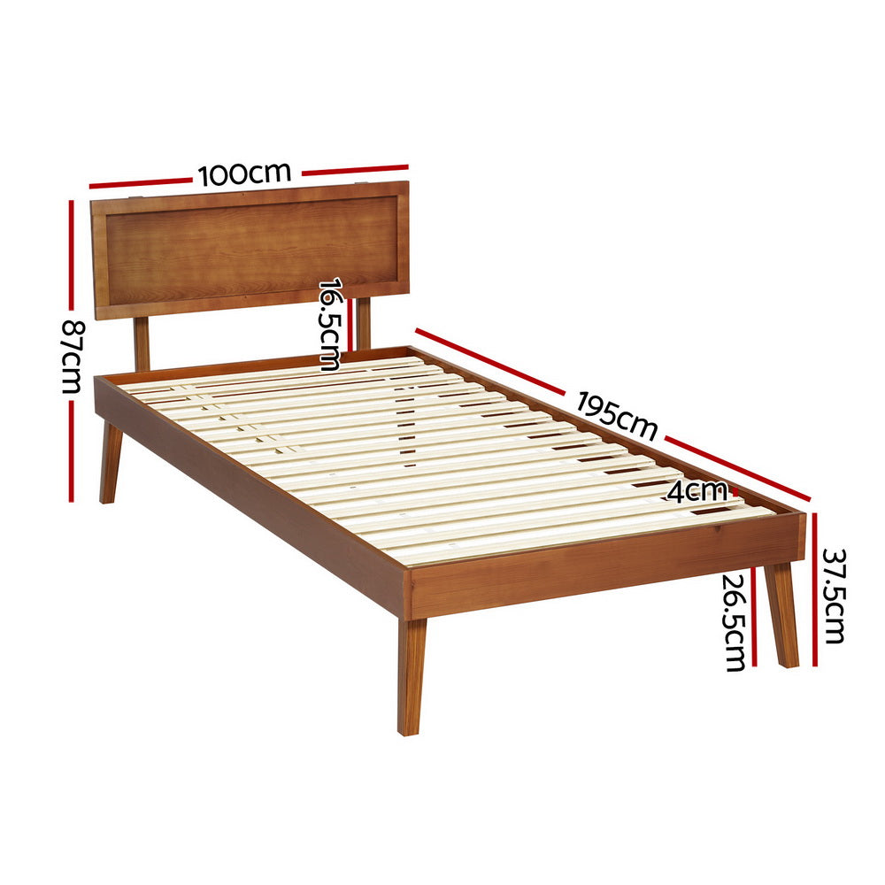 Artiss Splay Wooden Bed Frame Single Walnut