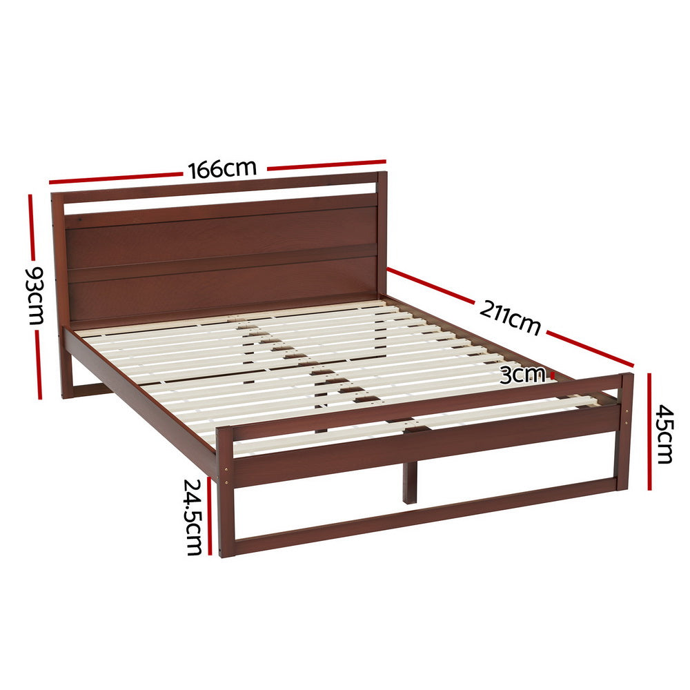 Artiss Witton Queen Wooden Bed Frame Walnut 300kg