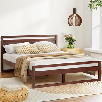 Artiss Witton Queen Wooden Bed Frame Walnut 300kg