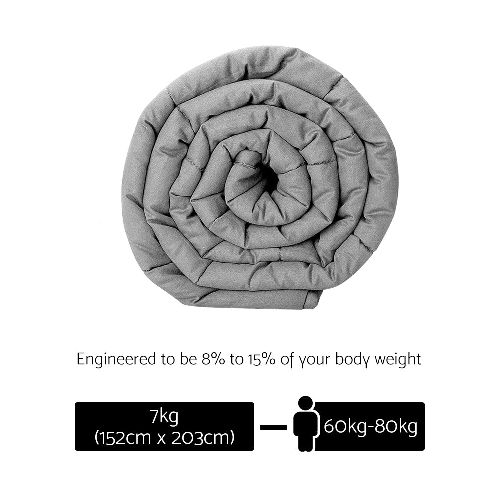 Giselle Bedding Weighted Blanket 7kg Glass Beads Light Grey