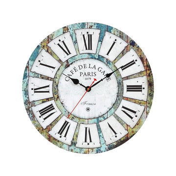 Artiss Country Retro Wall Clock 40cm Silent Sweep MDF Turquoise