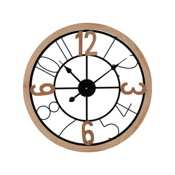 Artiss Silent Sweep Wall Clock 60cm Metal MDF Black and Pine