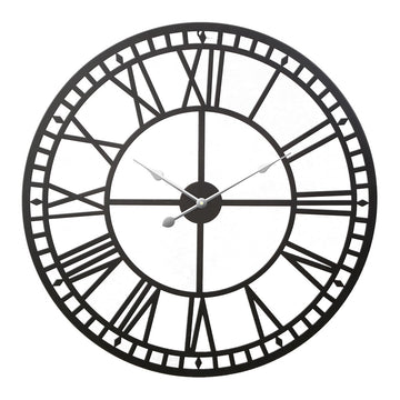 Artiss Vintage Metal Wall Clock Silent Quartz Black Metal 60cm
