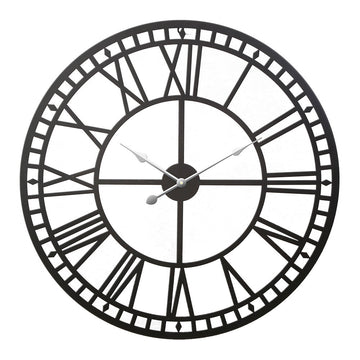 Artiss Vintage Metal Wall Clock 80cm Roman Numerals Black