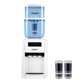 Devanti Bench Top Water Cooler 6-Stage Filtration 22L 3 Taps White